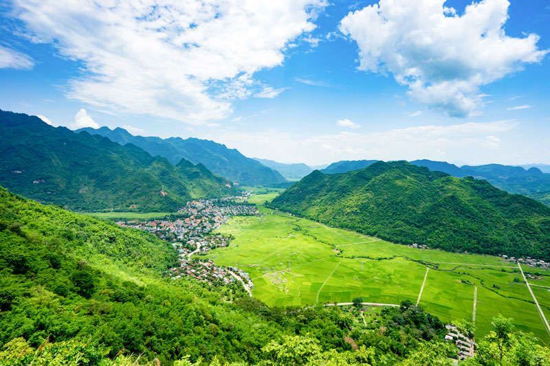 Het groene gebied rondom Mai Chau <br>